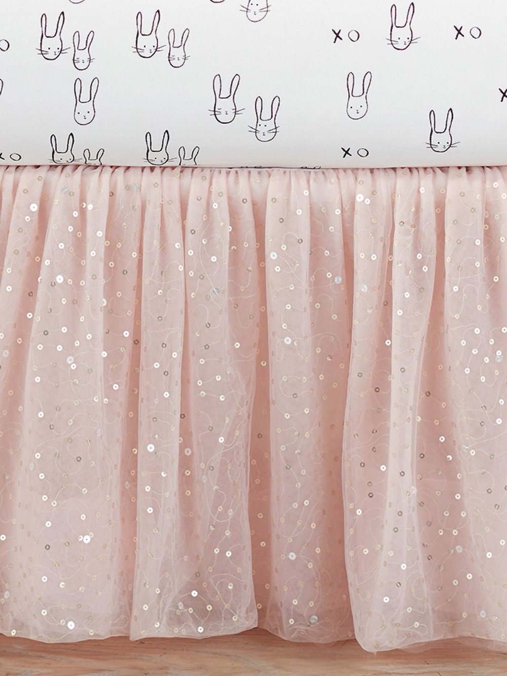 Pottery Barn Kids Emily & Meritt Pink Sequin Sparkle Tulle Crib Skirt
